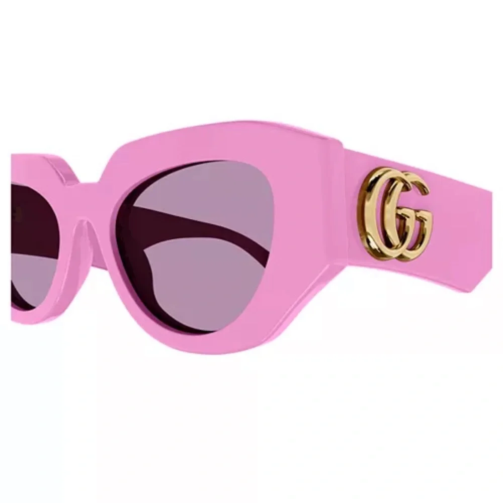 Gucci Pink Geometric Acetate Butterfly Sunglasses Oversized GG Logo w/ Case - Picture 8 of 13